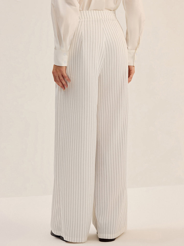 Pinstripe Wide-Leg Pants