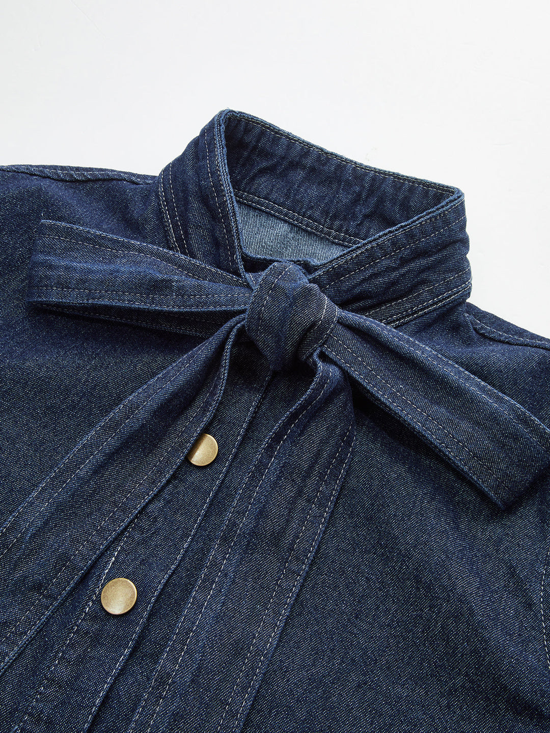 Tie Neck Denim Shirt