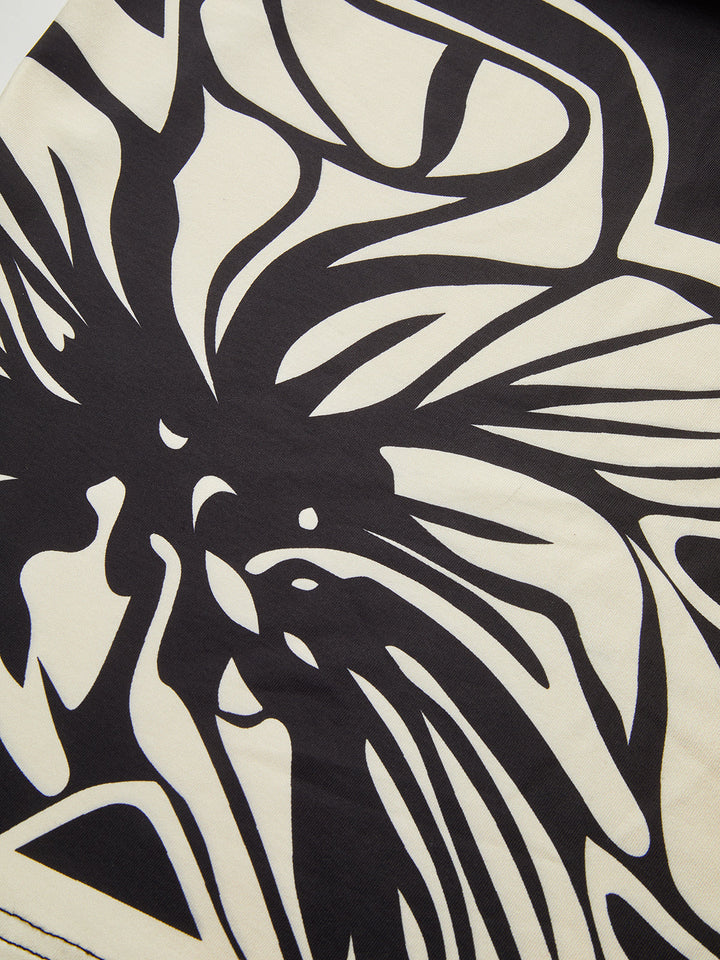 Floral Printed Ruched Deep V-Neck Midi Dress