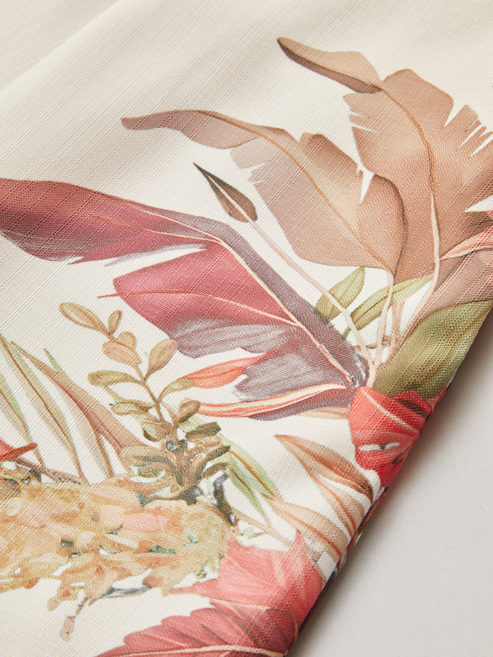 Belted Tropical Print Mid-Waist Shorts