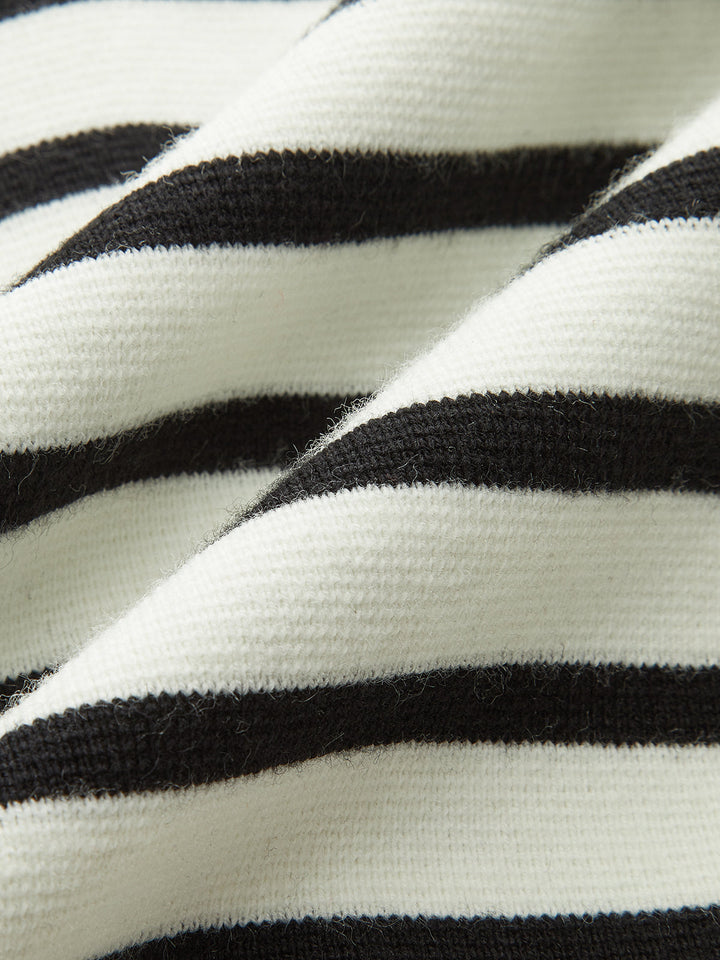 Cable Knit Trim Striped Vest