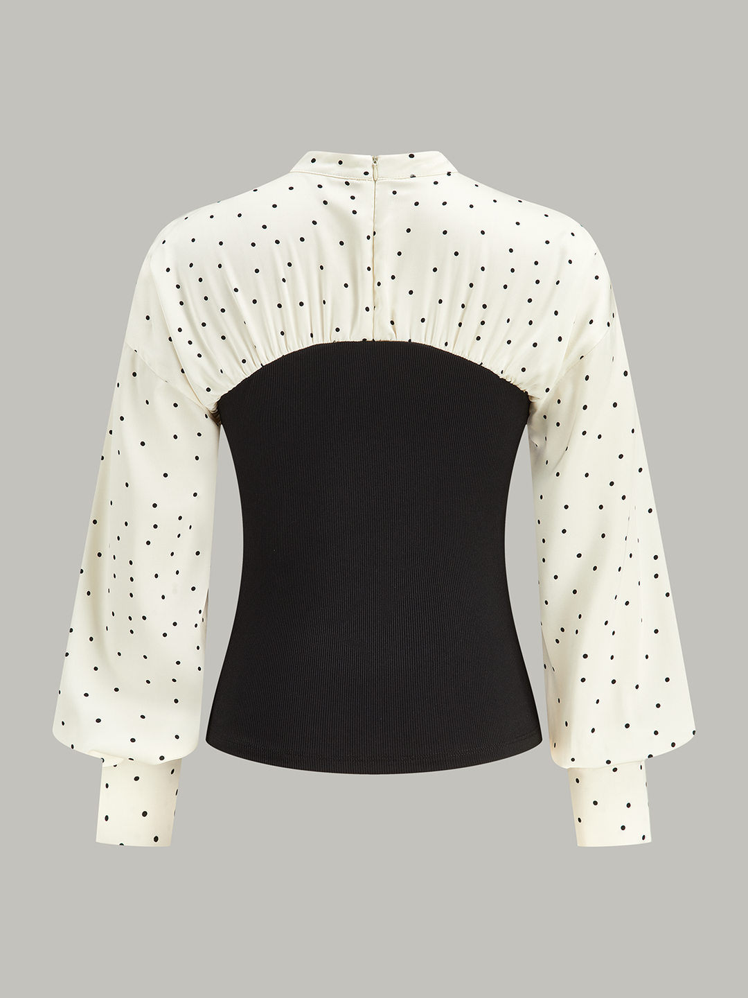 Polka Dot Panel Mock Neck Top