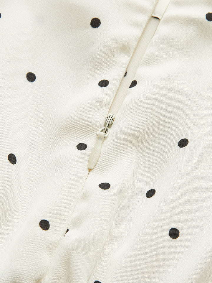 Polka Dot Panel Mock Neck Top