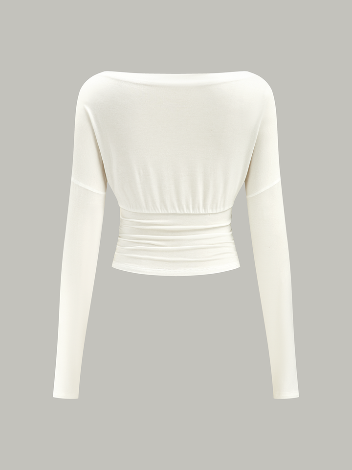 Ruched Waist Long-Sleeve Top