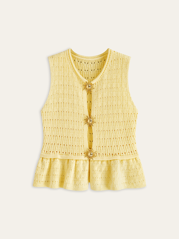 Metal Detail Knitted Peplum Vest