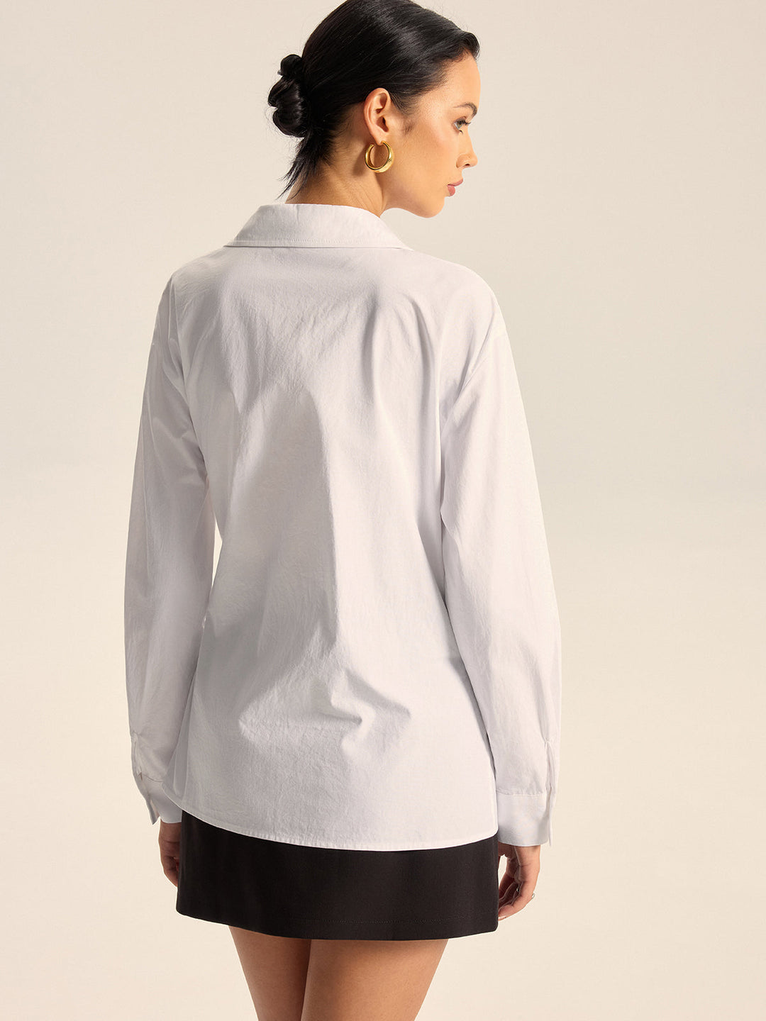 Cotton Asymmetric Tie-Waist Shirt