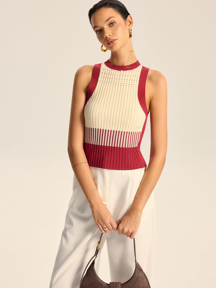 Color-Block Ribbed Knit Tank Top