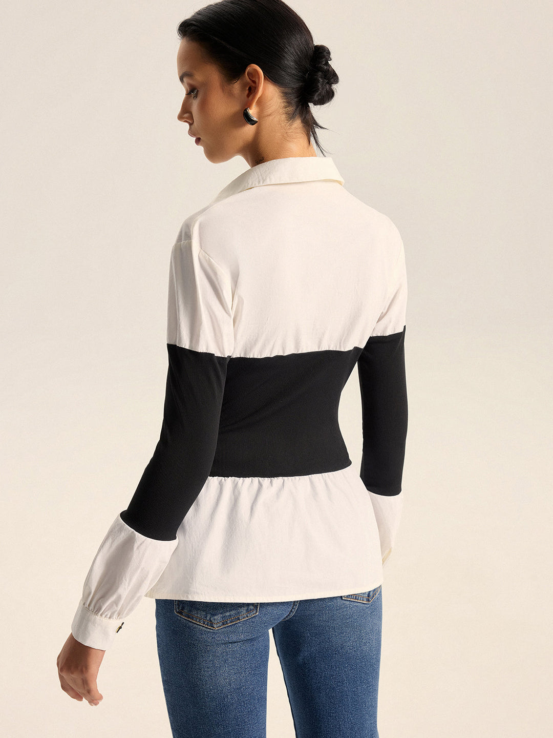 Contrast Panel Button Shirt