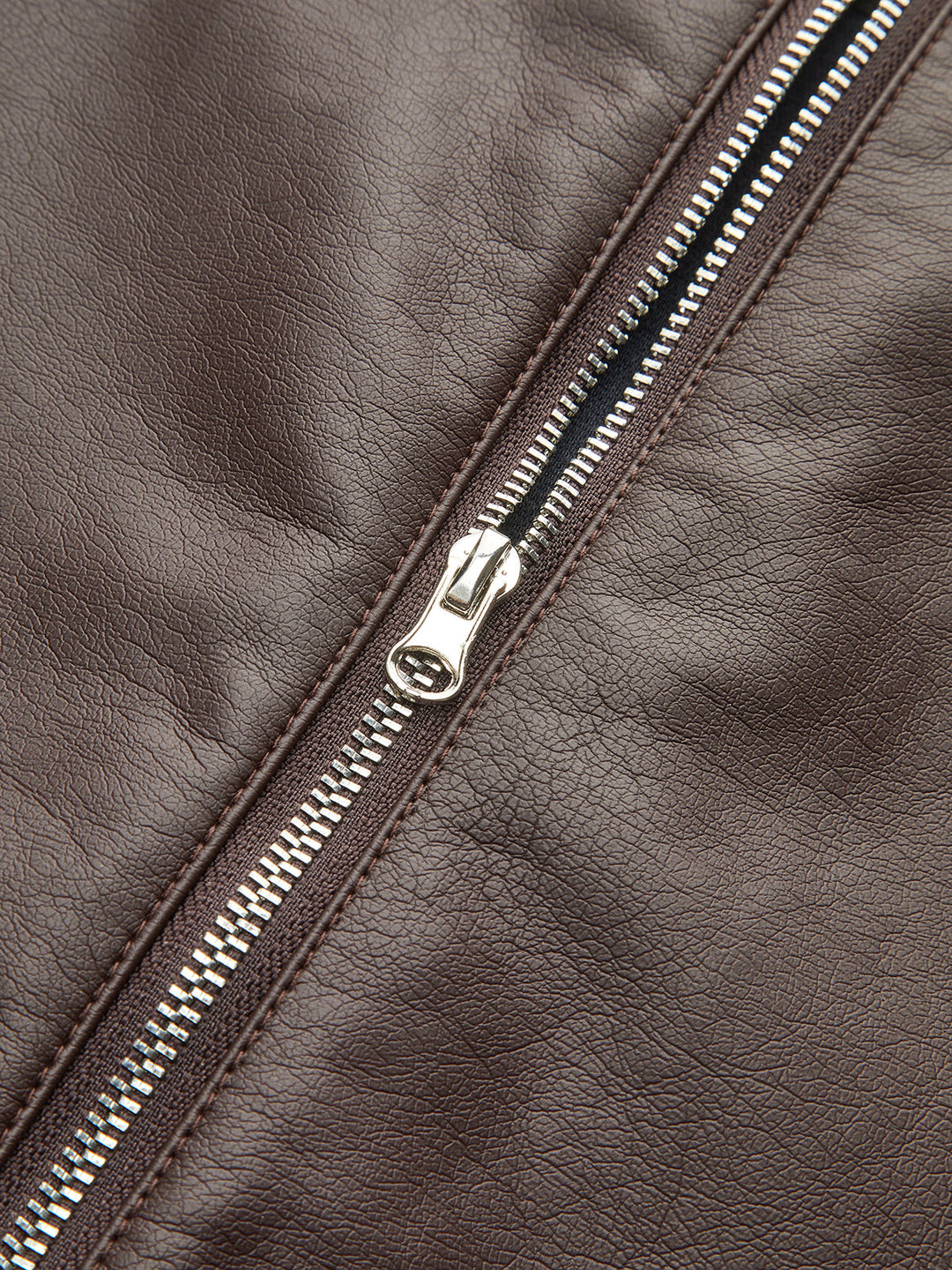 Back Zipper PU Leather Twist T-Shirt