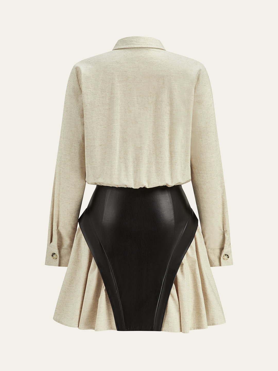 Faux Leather Panel Shirt Dress
