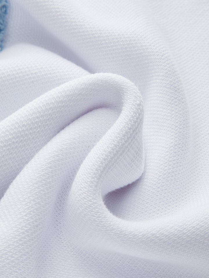 Denim Trim Button-Front Ruffle Hem Midi Dress