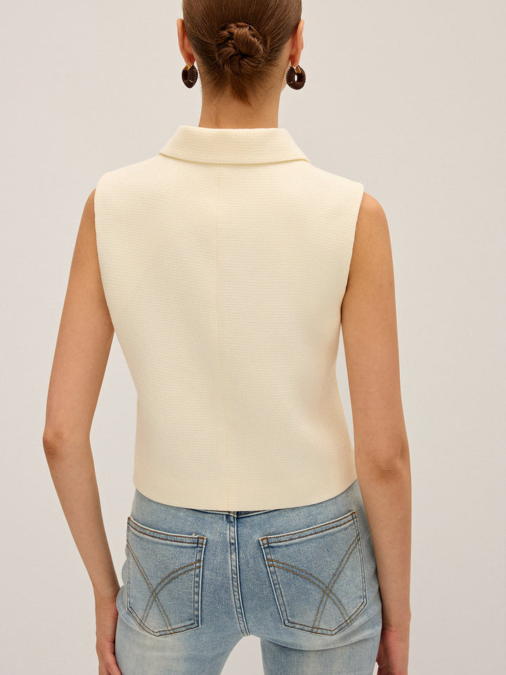 Irregular Metal Button Sleeveless Vest