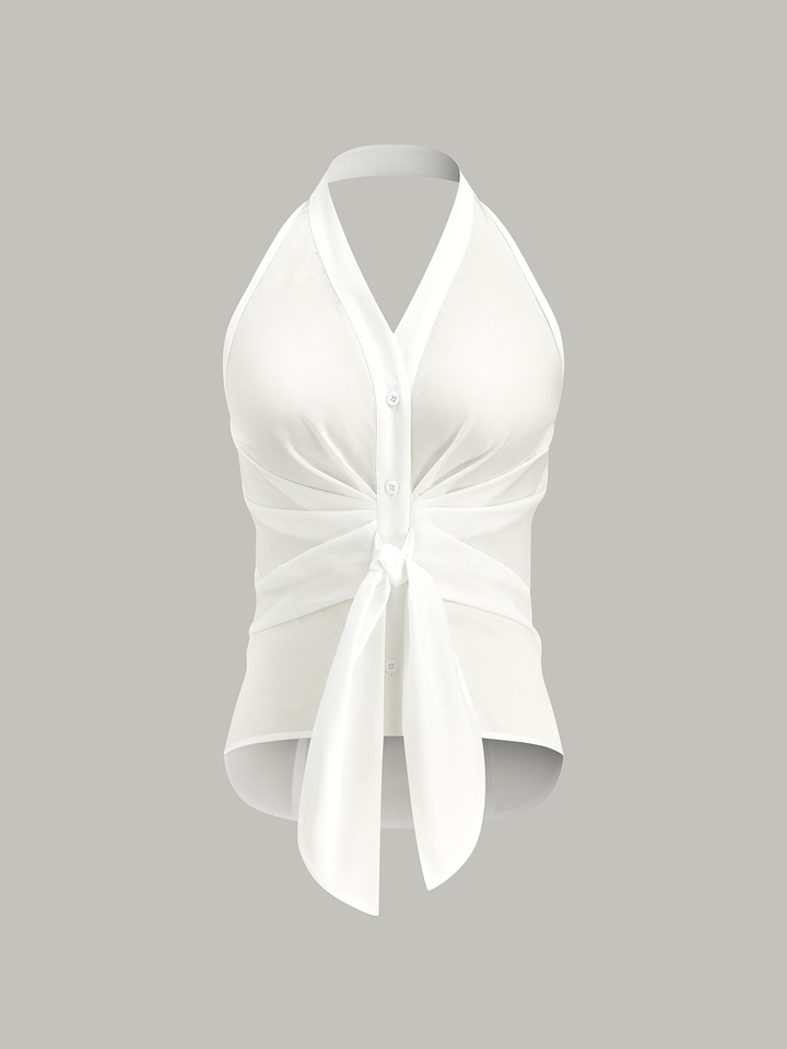 Striped Halter Tie Top