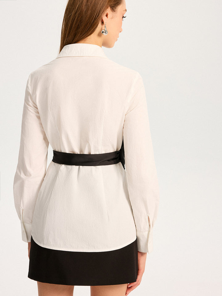 2 in 1 Cotton-Blend Shirt with Belt