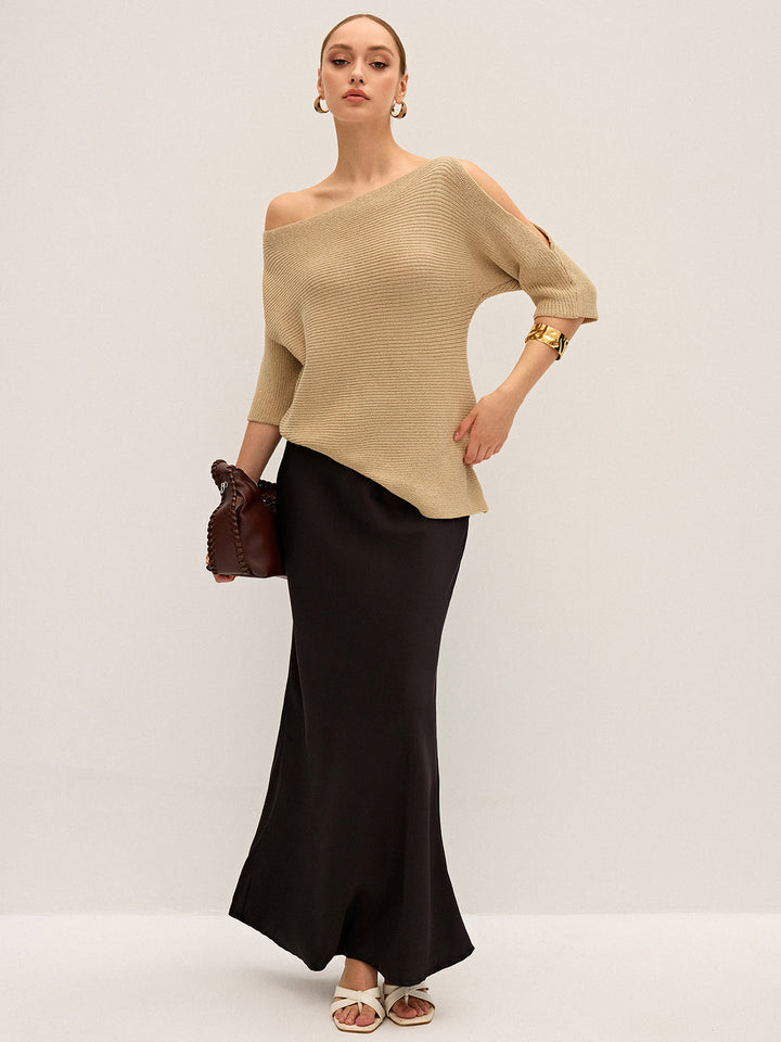 Asymmetric One-Shoulder Knitted Top