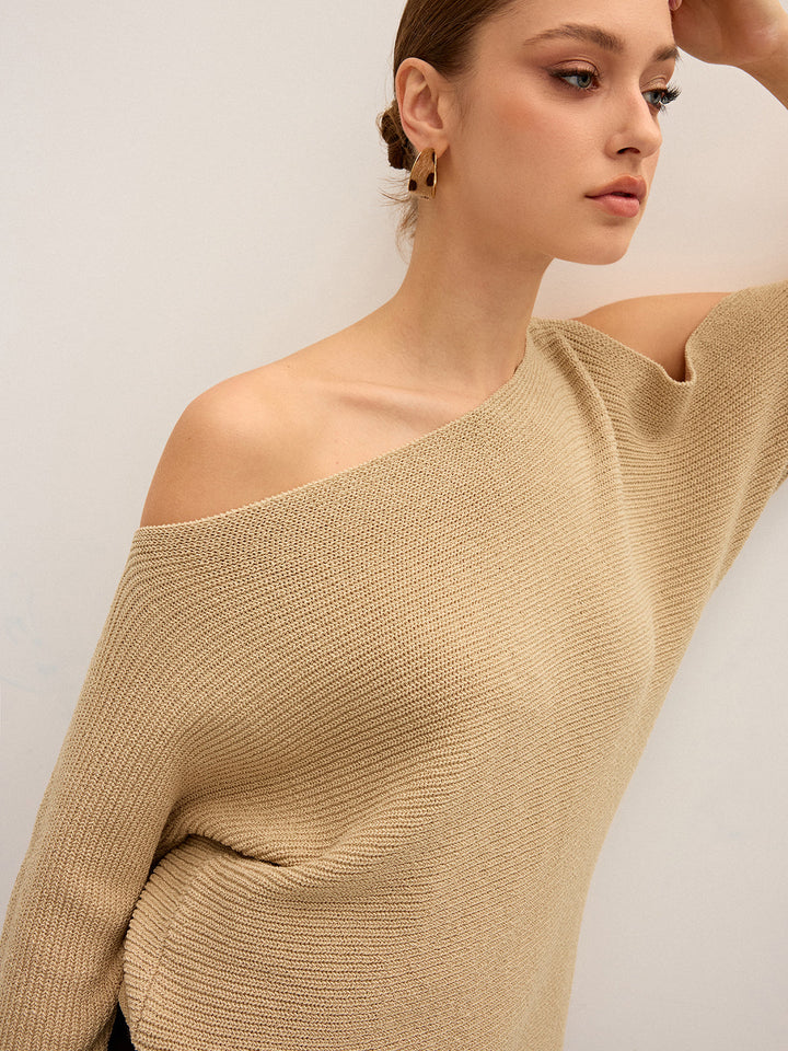 Asymmetric One-Shoulder Knitted Top