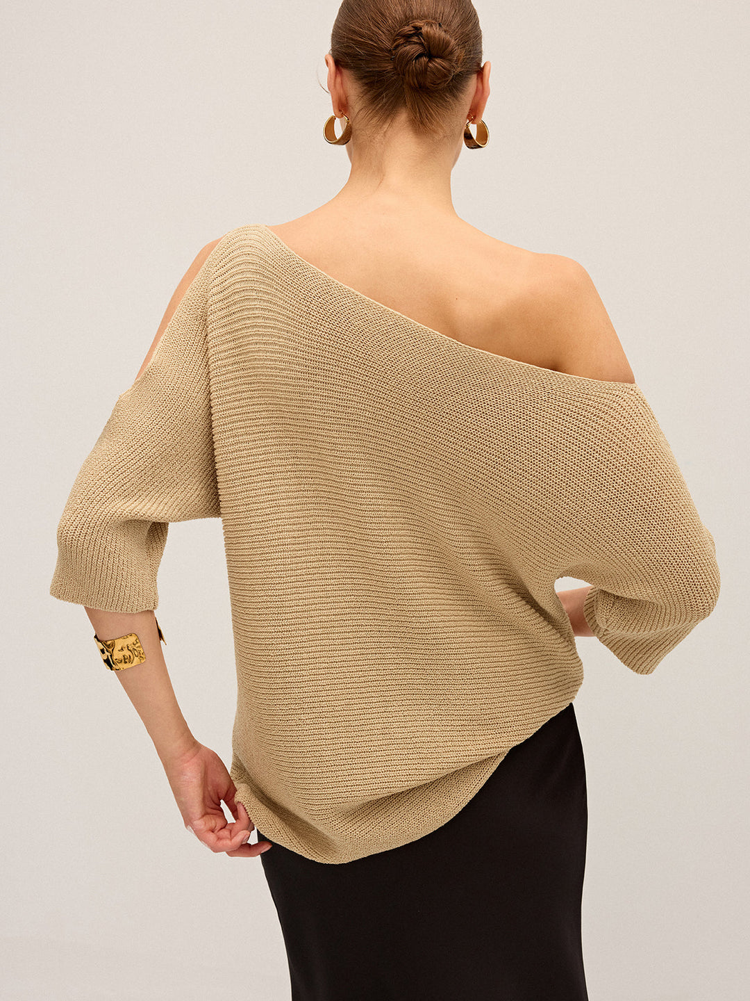 Asymmetric One-Shoulder Knitted Top