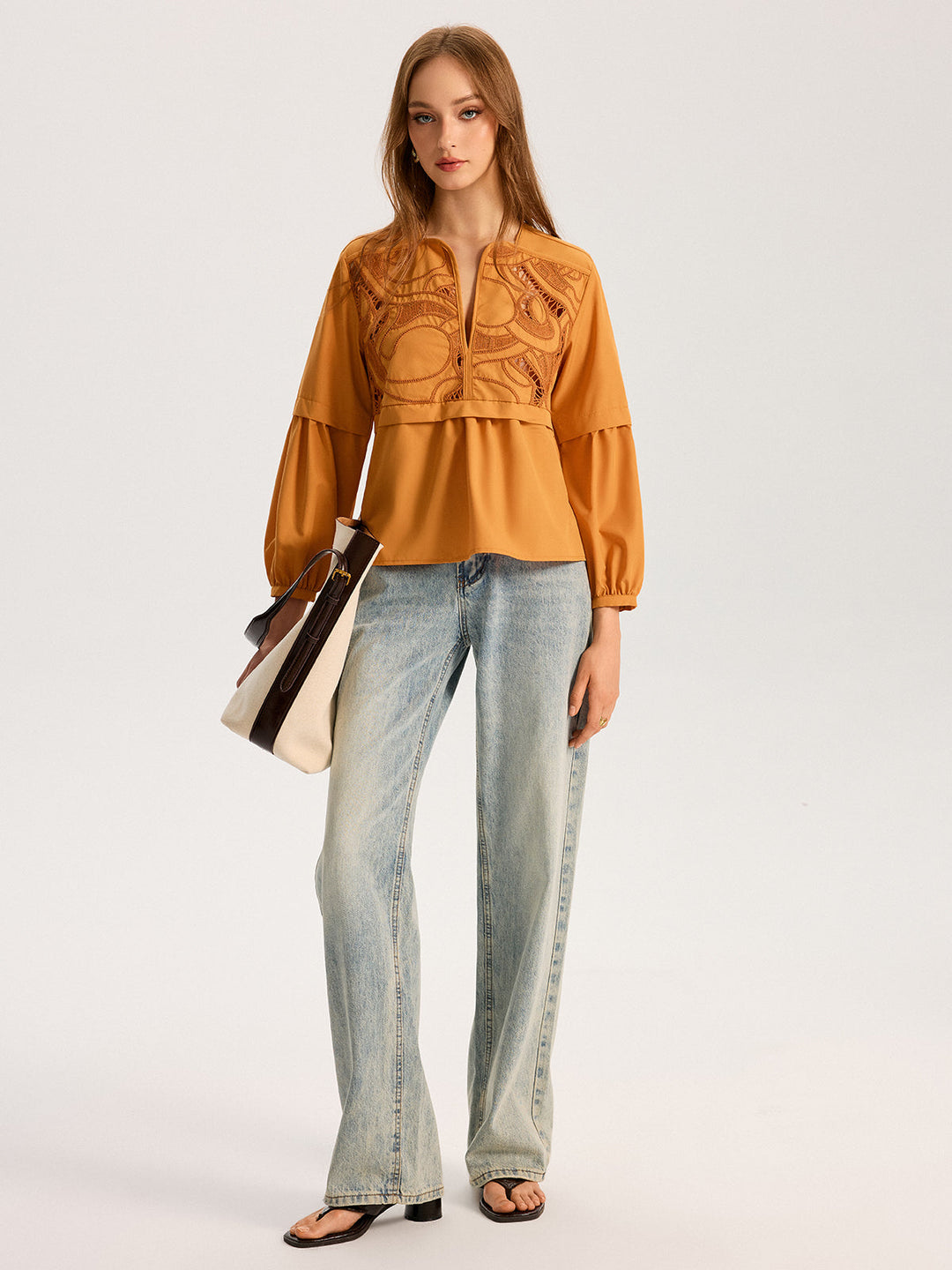 Cut-Out Embroidered Top