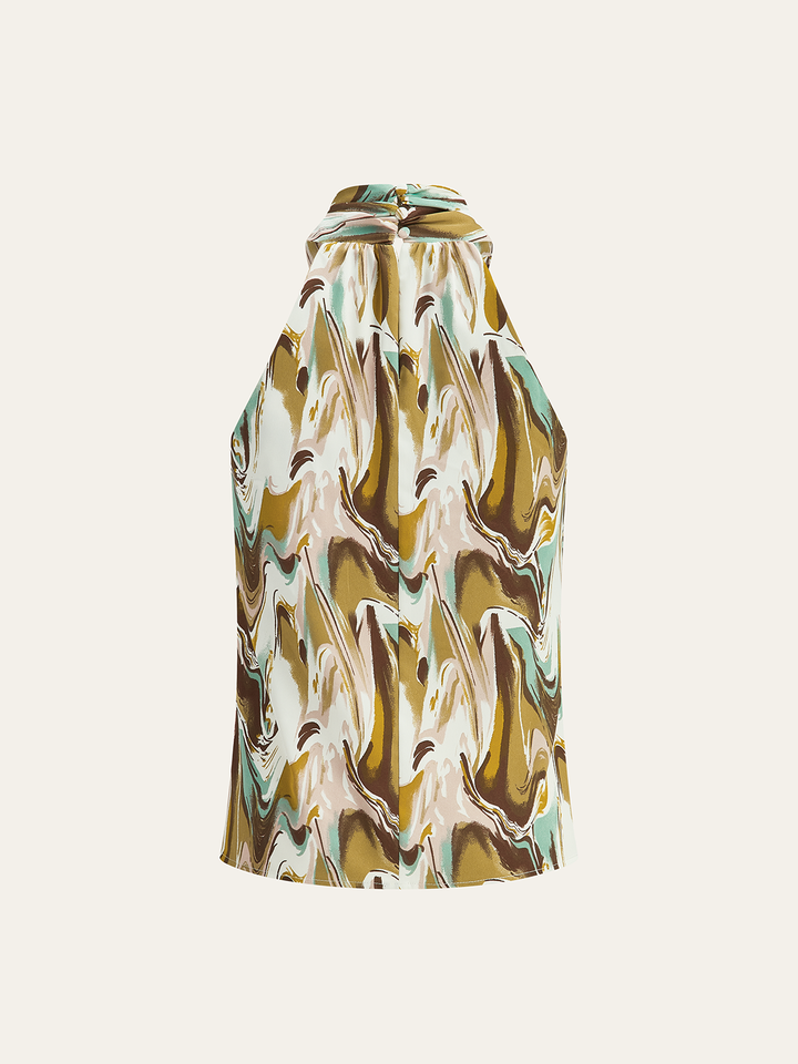 Abstract Print Halter Neck Top