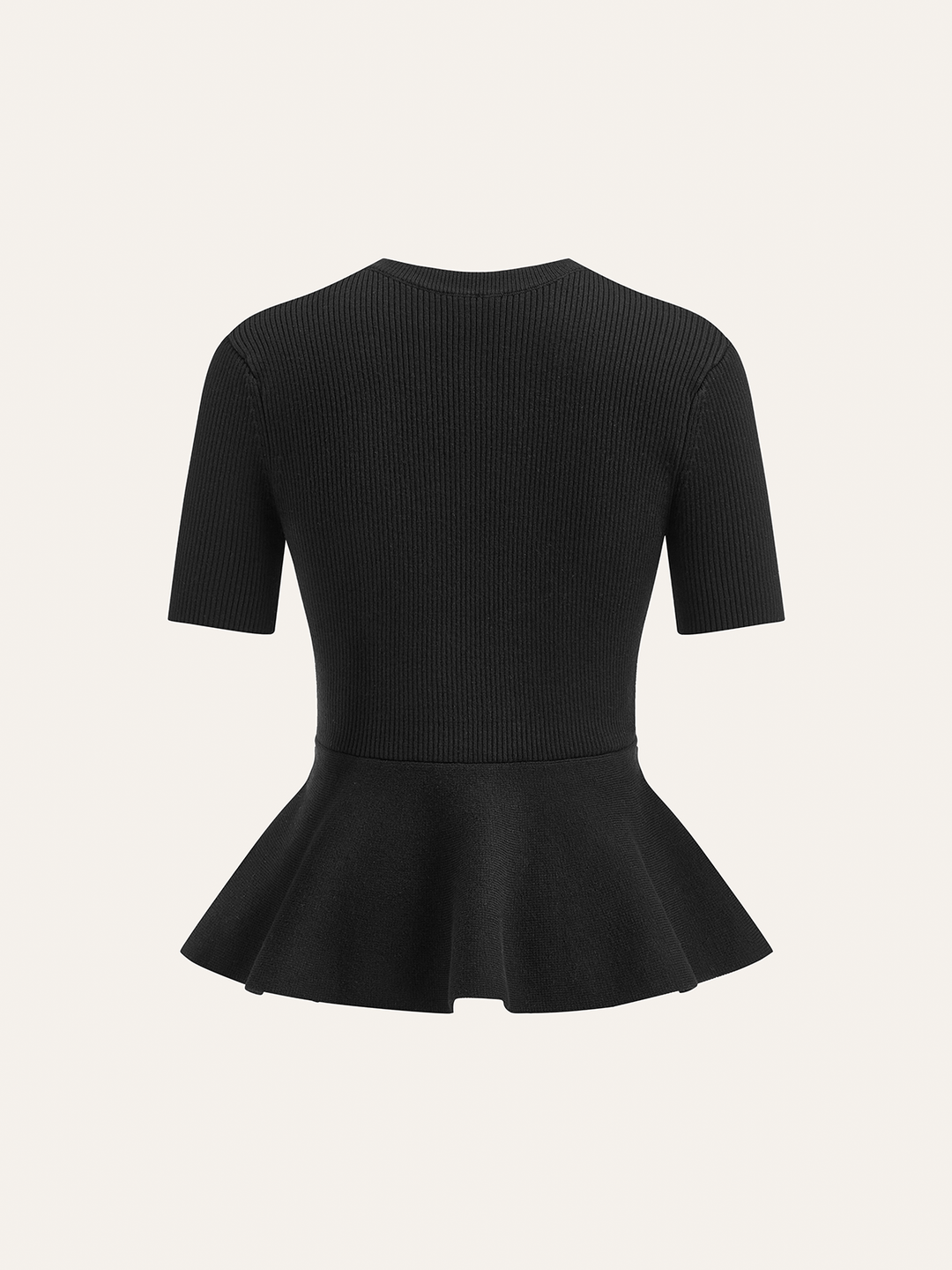 Metal Button Peplum Wool Knit Top