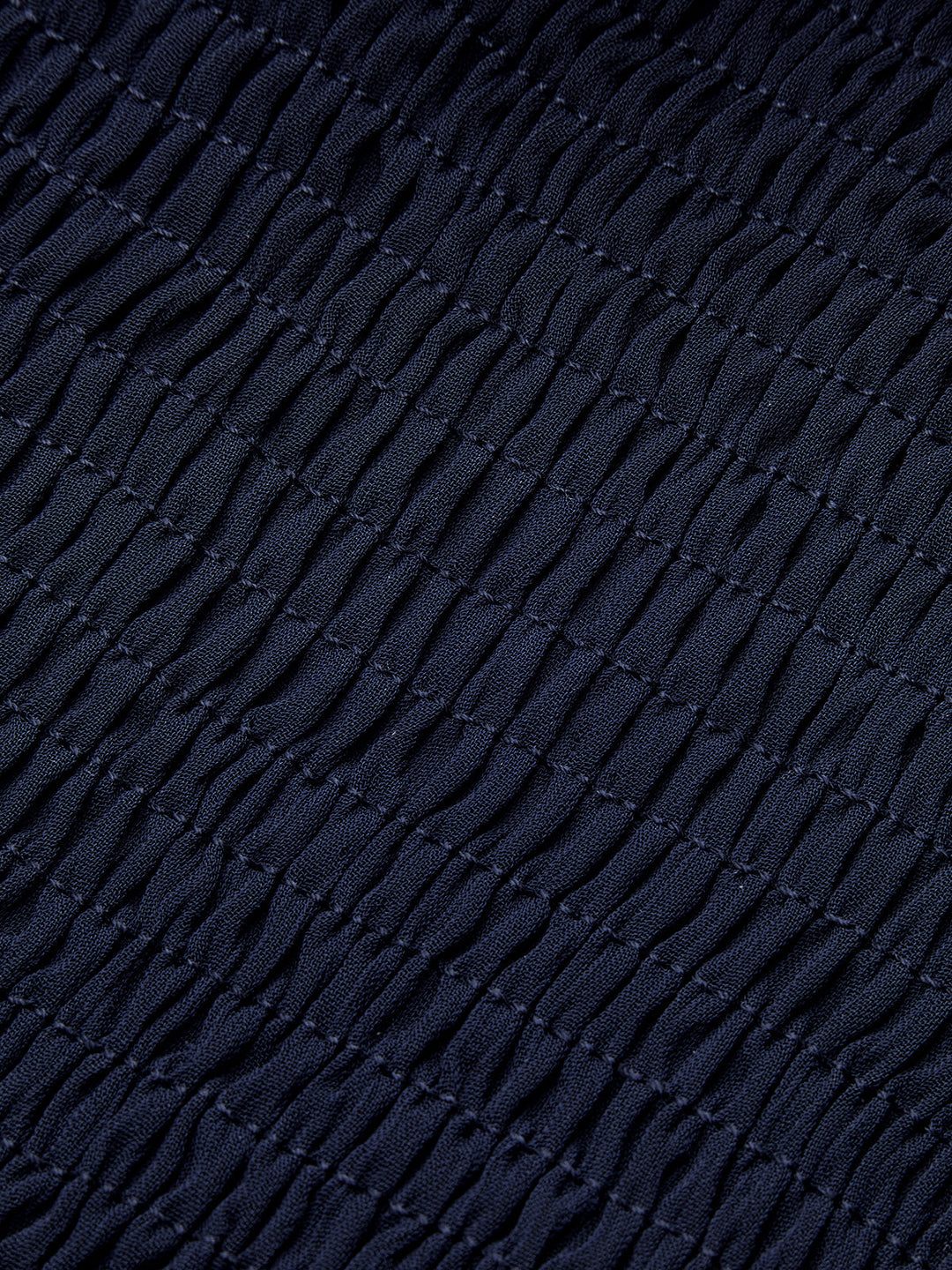 Mesh-Paneled Ruffled Hem Smocked Waist Blouse