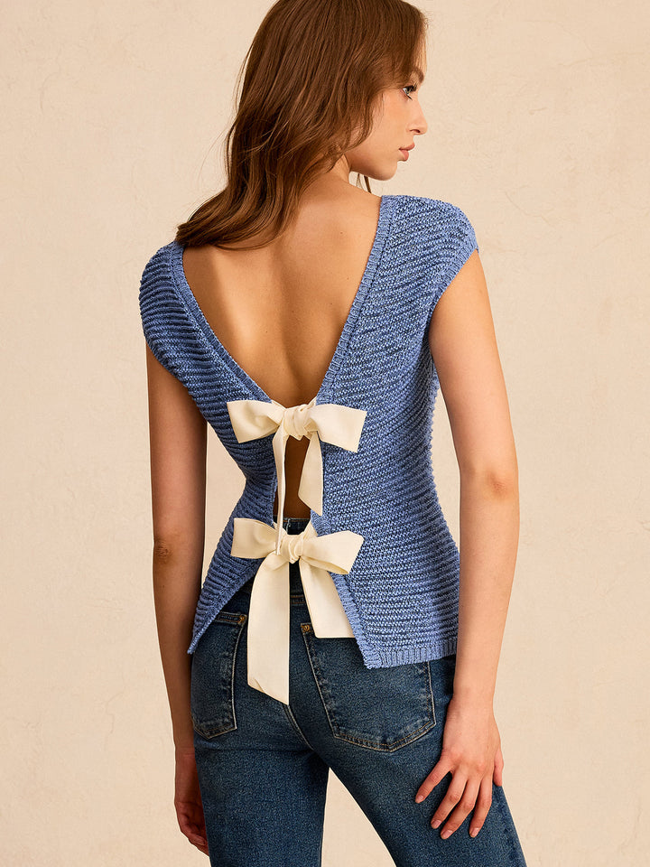 Bow Tie Reversible Design Knit Top