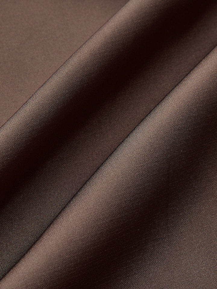 Satin Wrap-Front Long-Sleeve Top