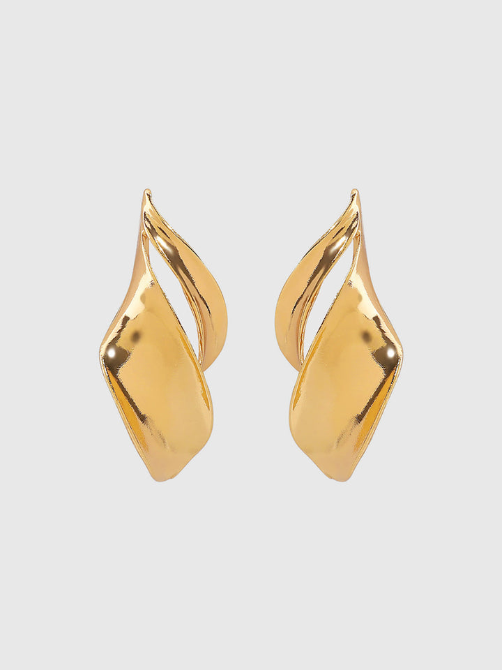 Twisted Leaf-Shaped Drop Earrings