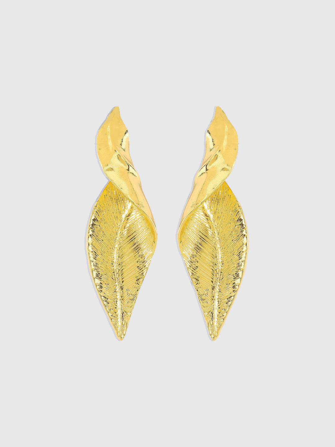 Golden Leaf-Shaped Drop Earrings