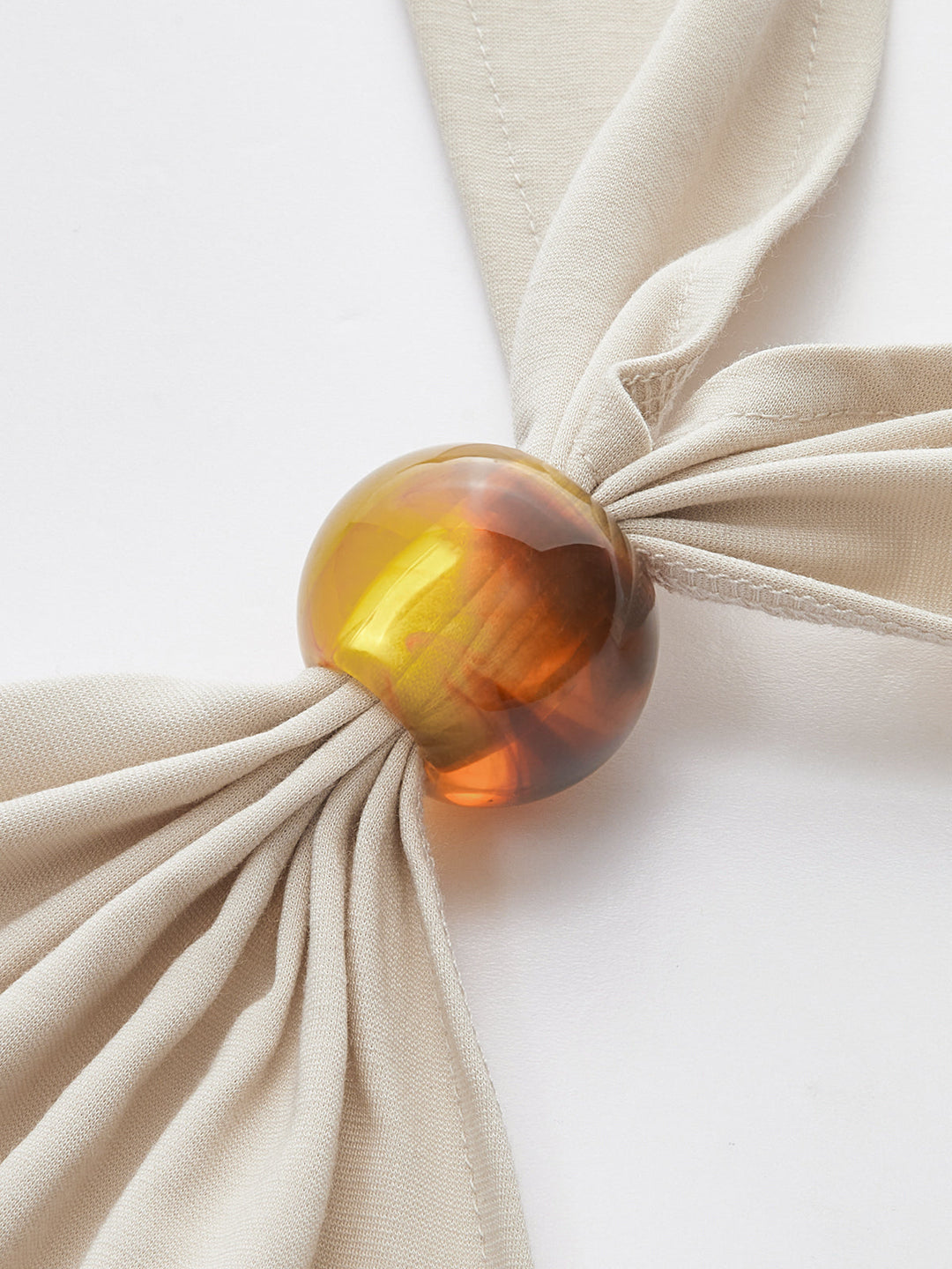 Halter Ruched Top with Bead Detail