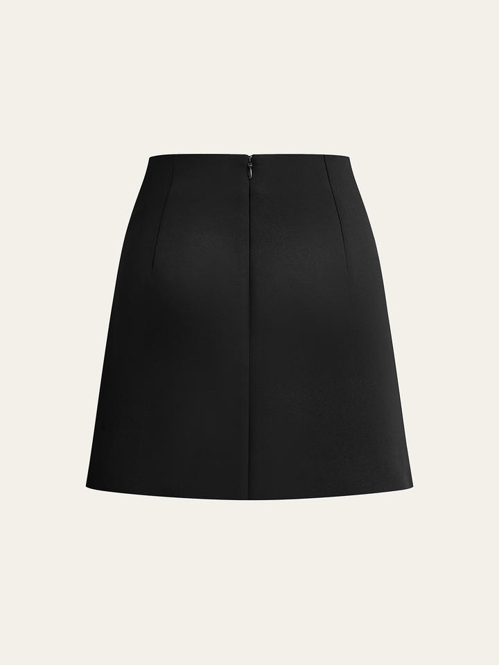 Metal Detail Decor Pocket Mini Skirt