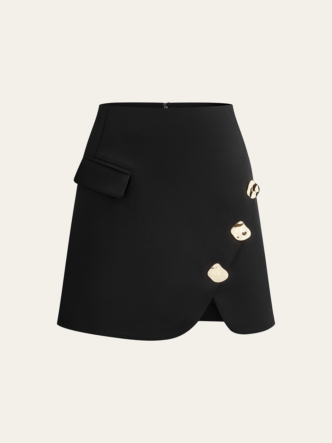 Metal Detail Decor Pocket Mini Skirt