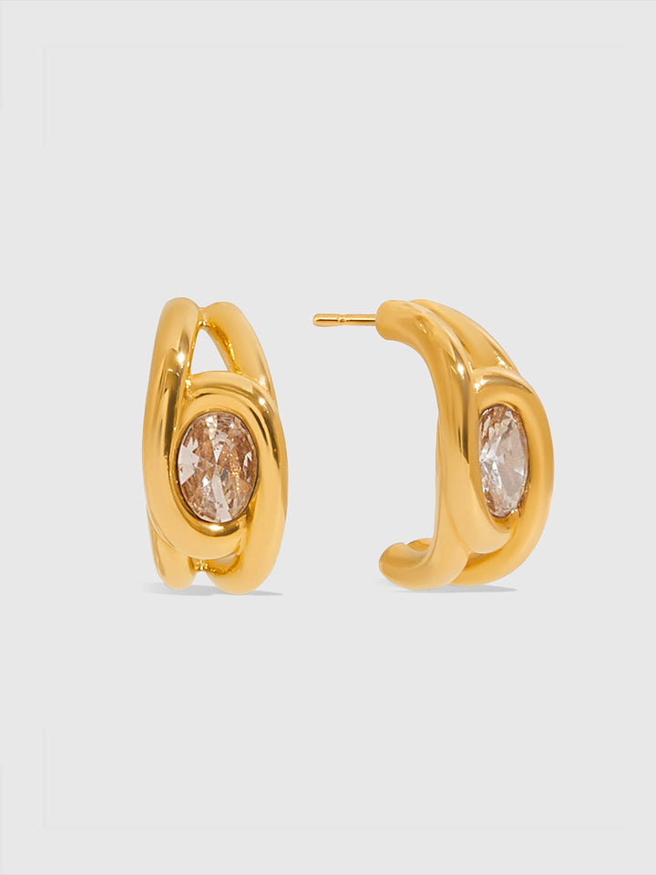 Golden Hoop Crystal Earrings
