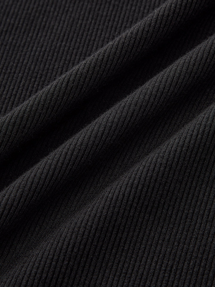 Crew Neck Contrast-Paneled Asymmetric Maxi Dress