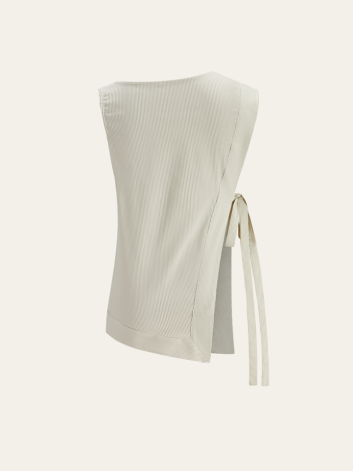 Striped Asymmetric Tie-Side Top