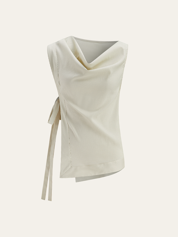 Striped Asymmetric Tie-Side Top