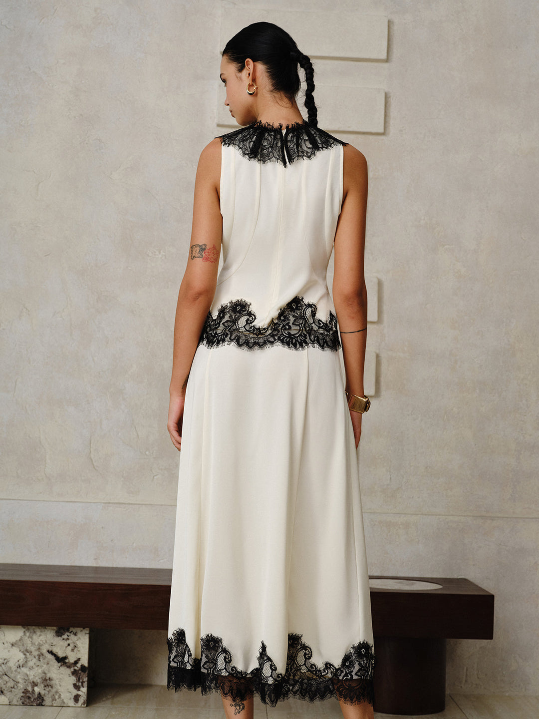 Lace Trim Top and Maxi Skirt Set