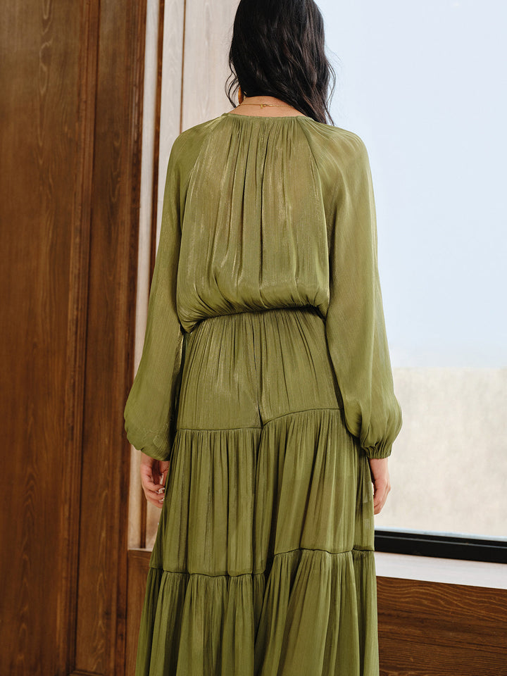 Tiered Maxi Dress Set with Liner