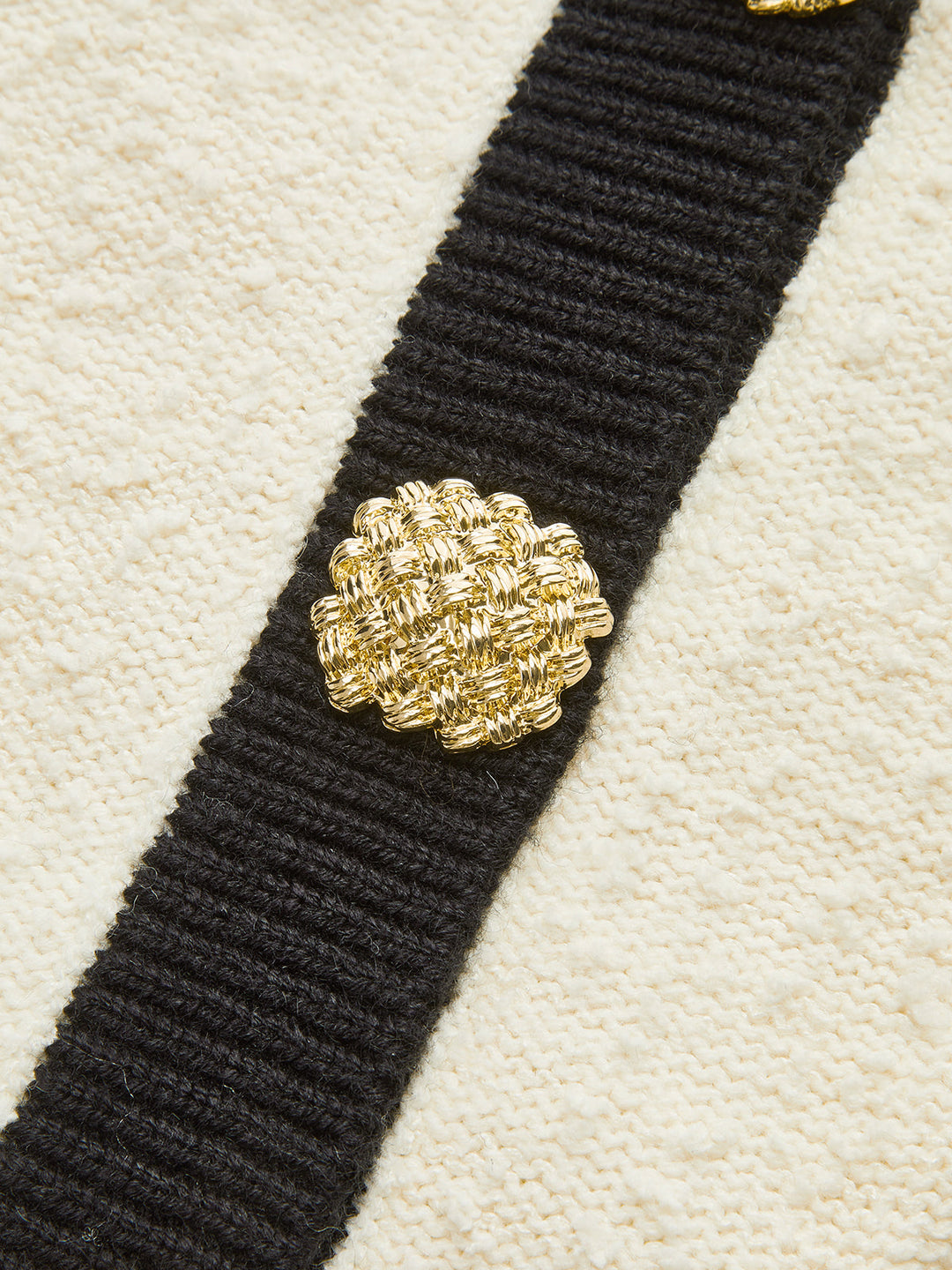 Contrast Trim Metal Button Textured Knit Vest