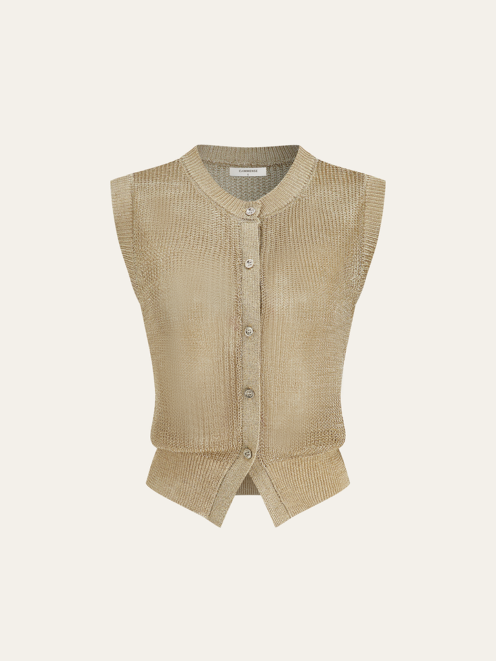 Knit Sleeveless Vest with Scarf