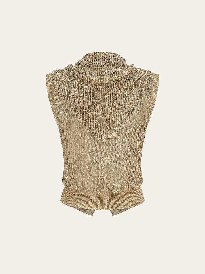 Knit Sleeveless Vest with Scarf