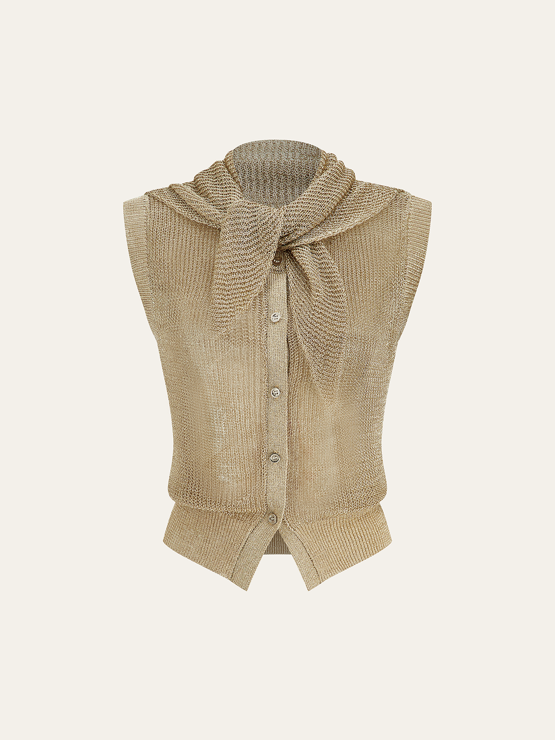 Knit Sleeveless Vest with Scarf