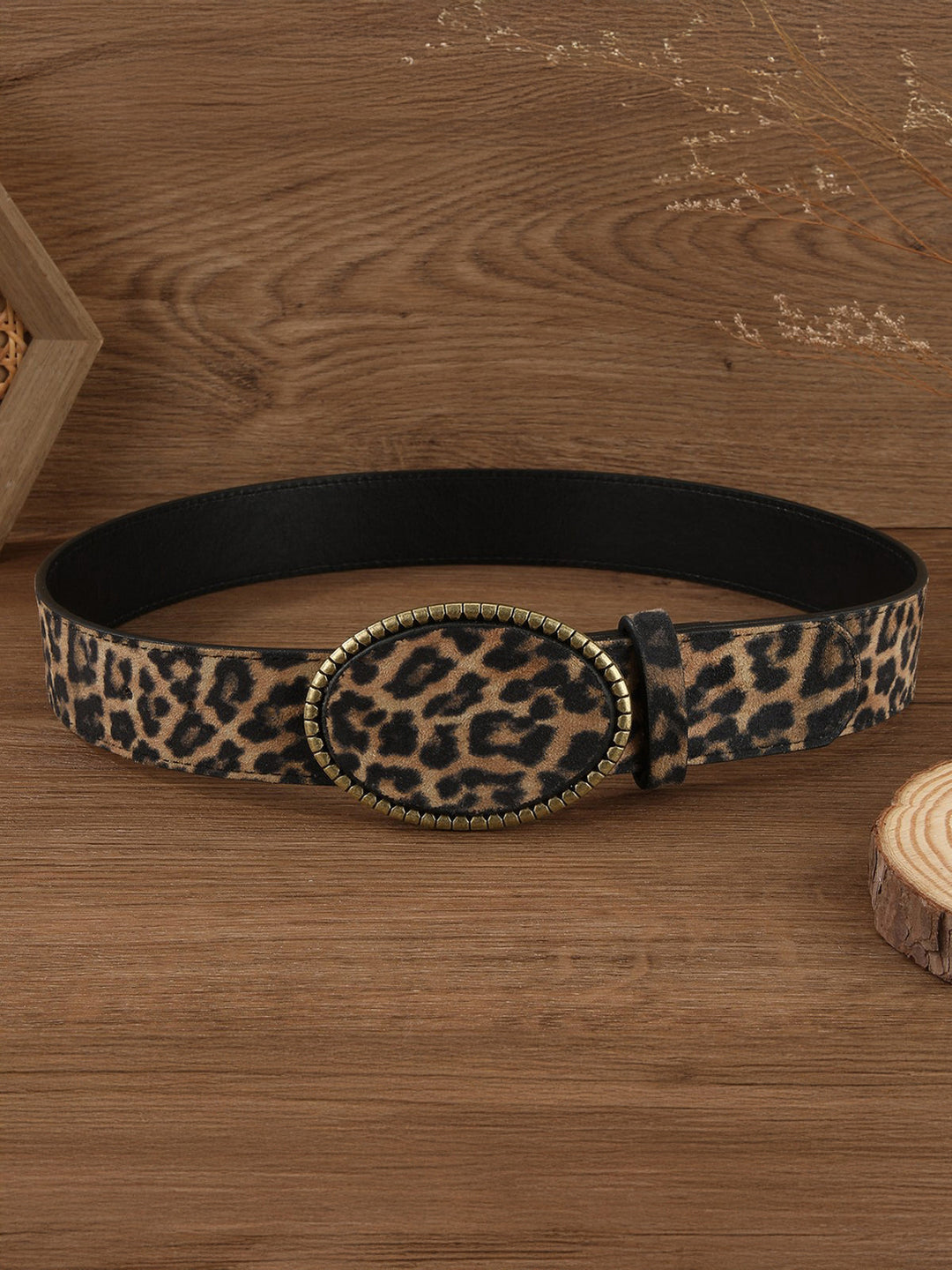 Leopard Print PU Leather Belt