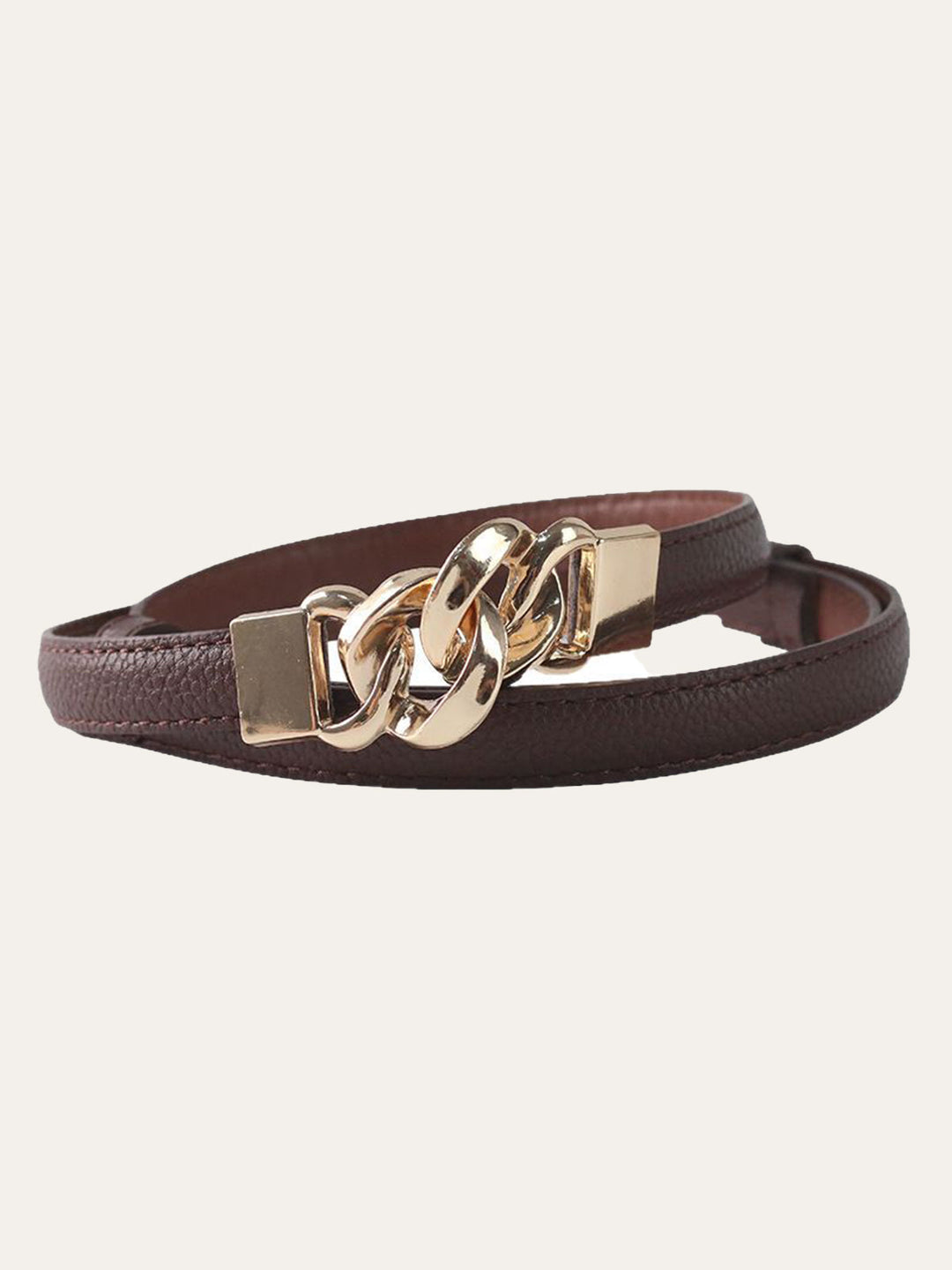 Twisted Buckle PU Leather Thin Belt