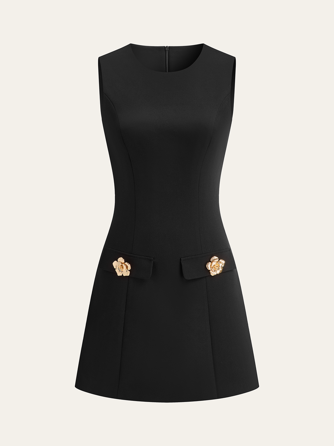 Detachable Cape Metal Floral Detail Dress Set