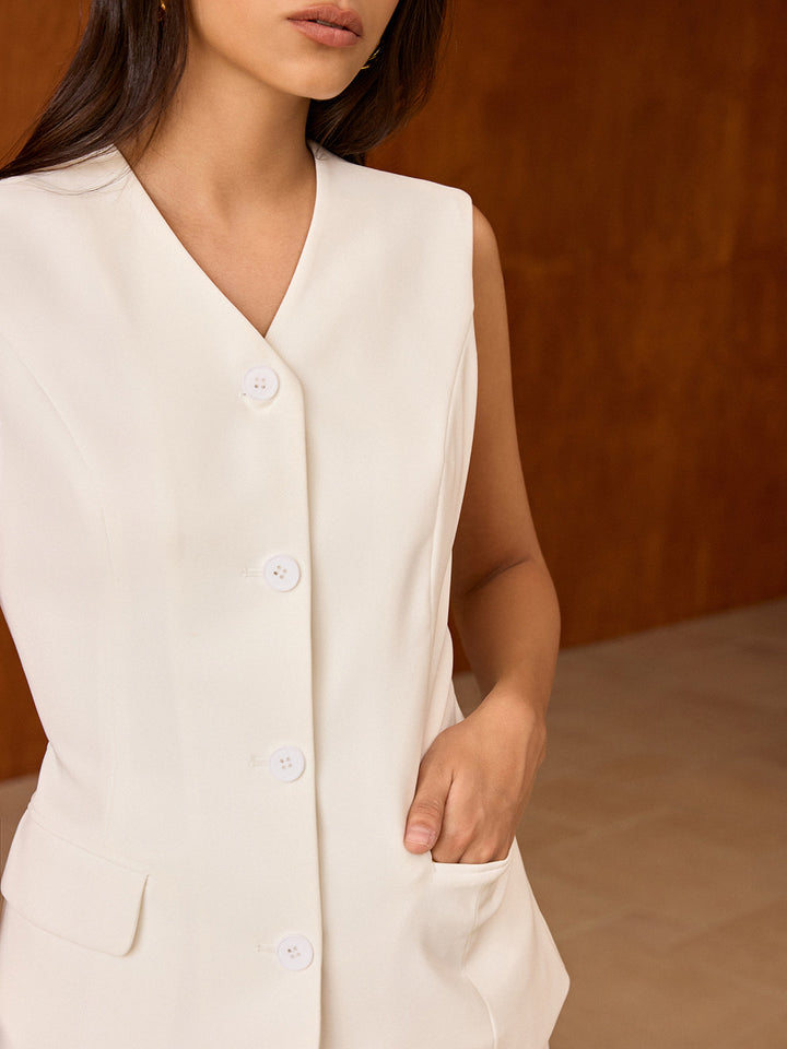 Sleeveless Button-Front Vest