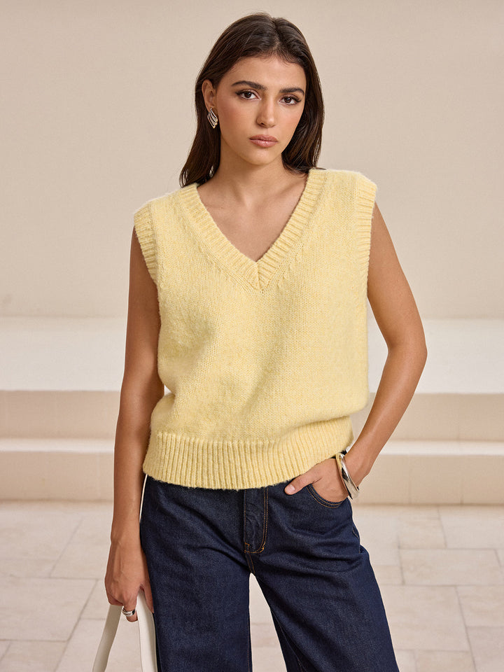 V-Neck Wool-Blend Knitted Vest