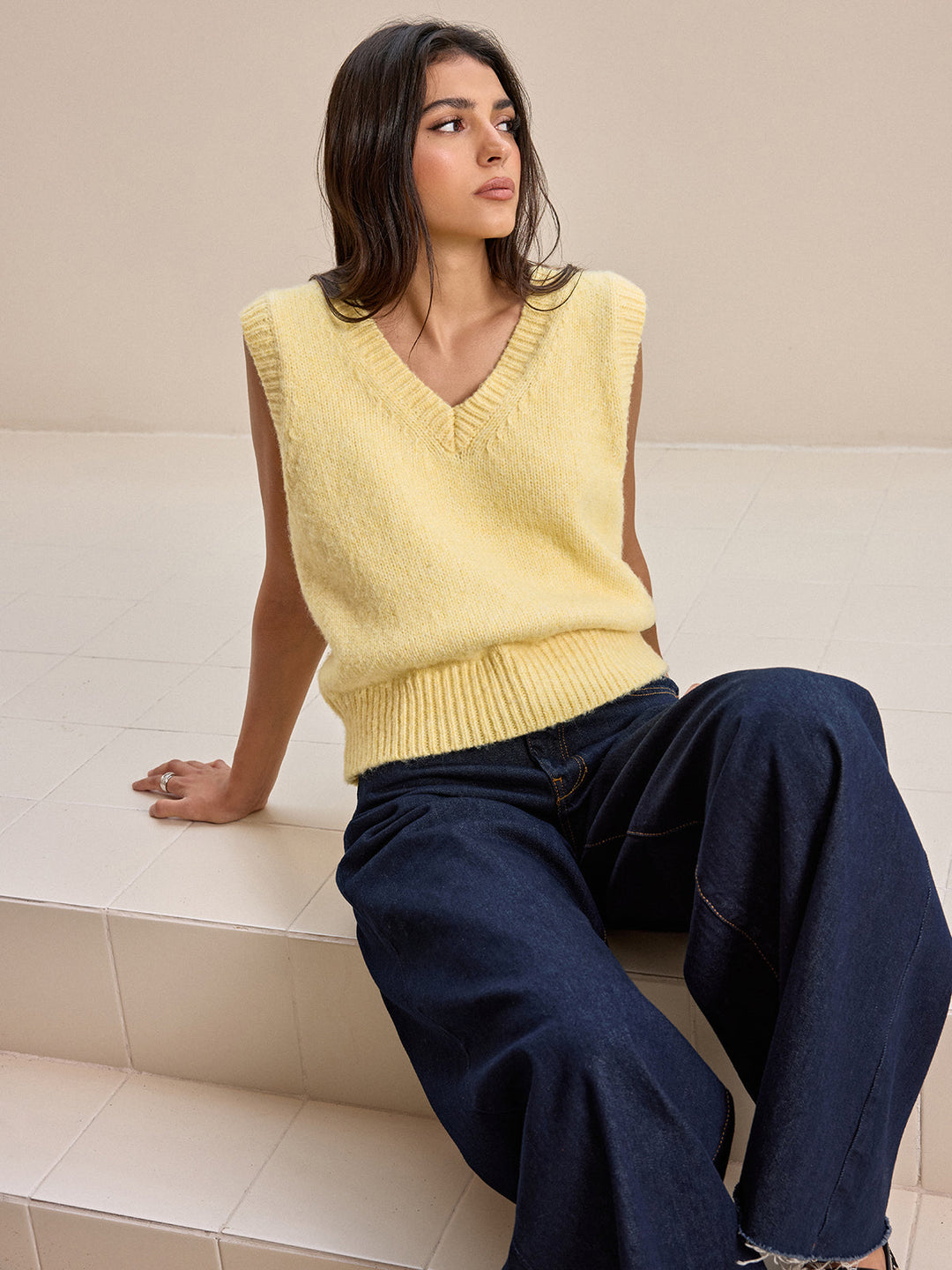 V-Neck Wool-Blend Knitted Vest