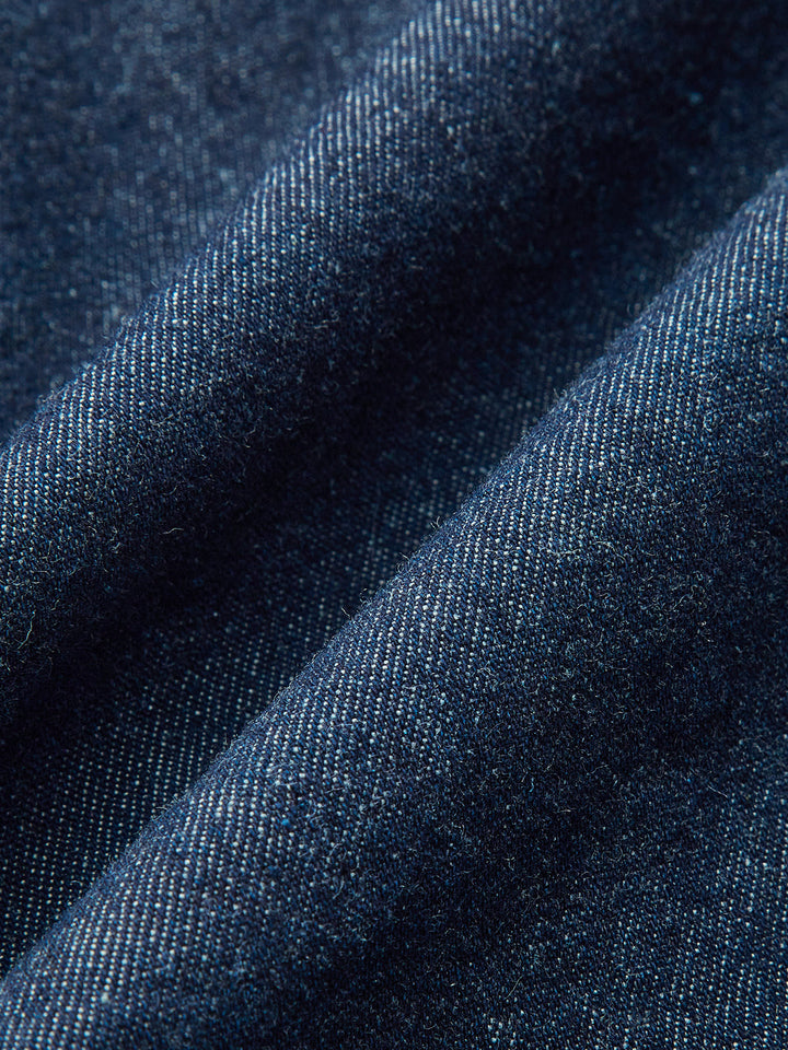 Long Denim Shirt with Drawstring Waist