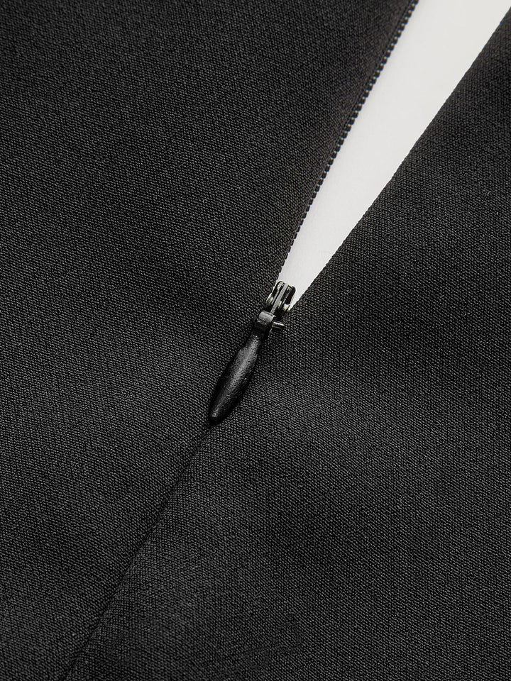 V-Neck Ruffle Hem Contrast Panel Top